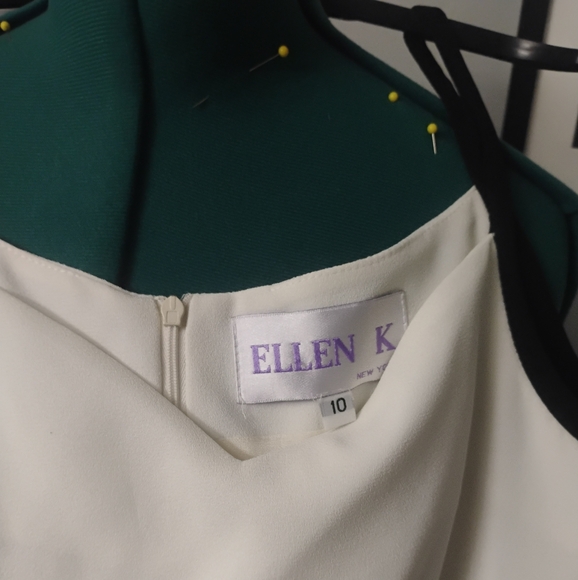 Ellen K Ivory & Black Tiger Stripe Dress Sz 10 - Picture 3 of 11